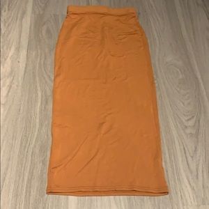 Naked Wardrobe Mustard Fitted Midi Skirt